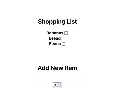 Example shopping list application Example shopping list application