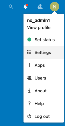 Nextcloud Settings Nextcloud Settings